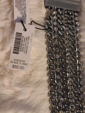 WHBM Silver Crystal Multi-Row Chain Bracelet